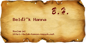 Belák Hanna névjegykártya